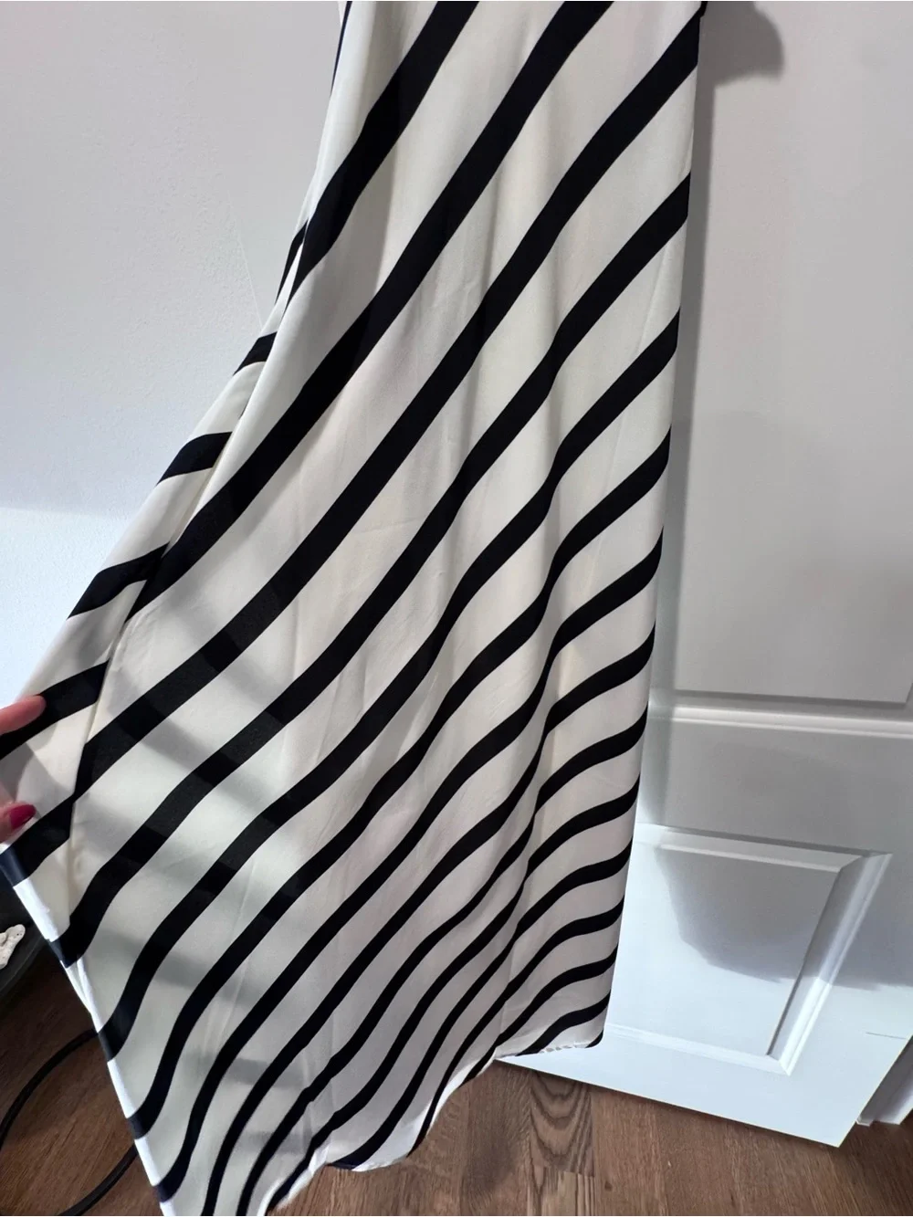 Abercrombie Black & White Diagonal Stripe Maxi Slip Dress